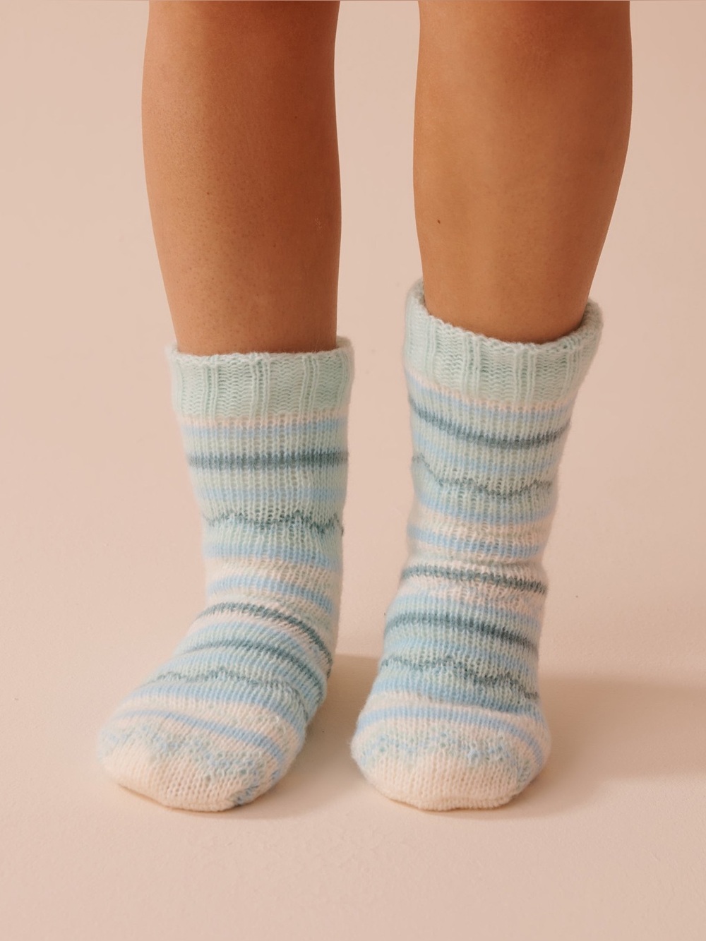 la Vie en Rose Striped Knit and Sherpa Socks